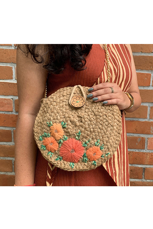 Dhaaga Apricot Full Moon Sling Bag
