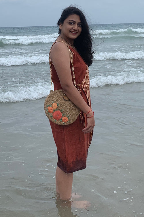 Dhaaga Apricot Full Moon Sling Bag