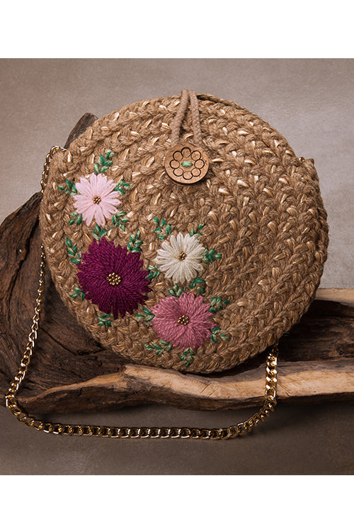 Dhaaga Pink Wine FullMoon Sling Bag