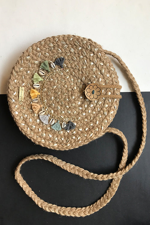 Dhaaga Chic Silver fullmoon sling bag