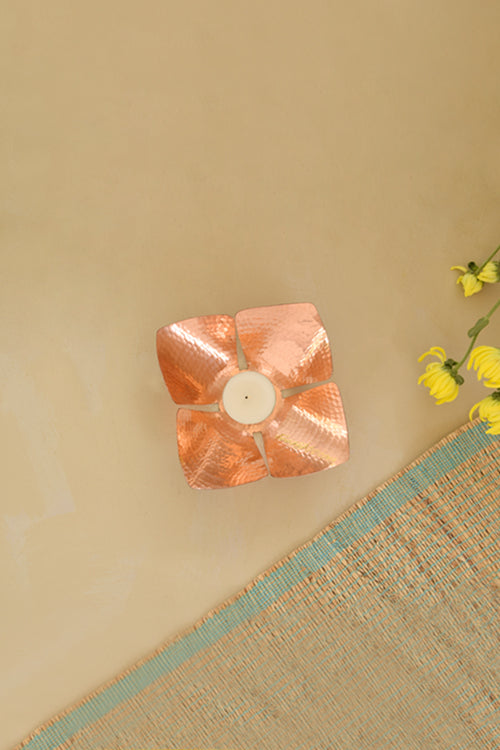 Okhai Foliole Copper Votive Candle Holder Online