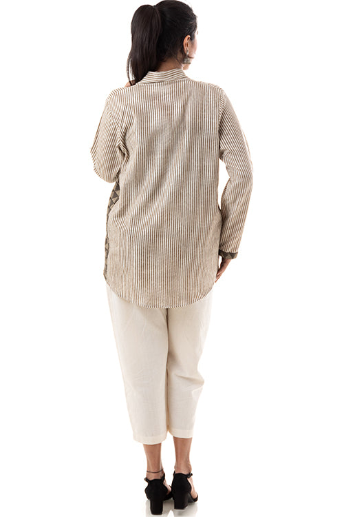 Creative Bee 'BRUMMELL' Natural Dyed Block-Print Handwoven Cotton Business Jacket