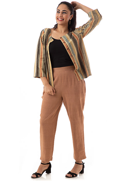 Creative Bee 'LITTES' Handwoven Stripe Geometric Patterened Pure Cotton Shirt Top