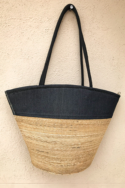 Gramya Handcrafted Banana Fibre V Denim Bag