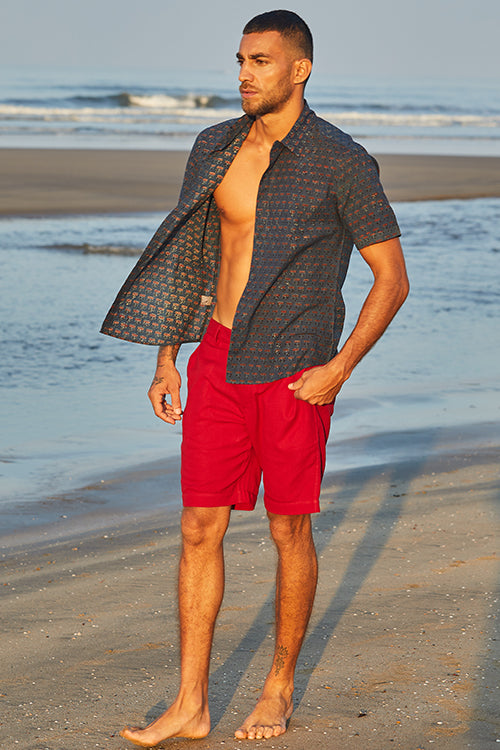 Okhai 'Faith' Pure Cotton Handblock Printed Half-Sleeve Shirt