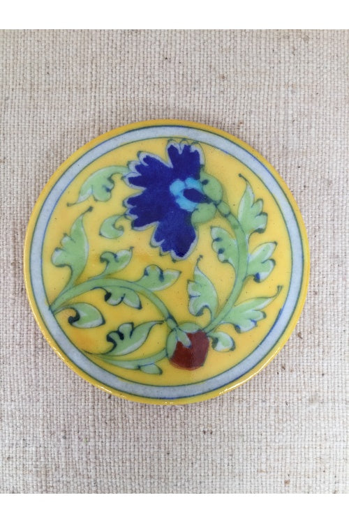 Ram Gopal Blue Pottery Handcrafted ' Coaster Set ' Yellow,Green