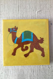 Ram Gopal Blue Pottery Handcrafted 'Camel Tile ' Green Yellow (Set of 2)