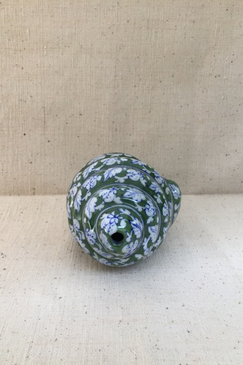 Ram Gopal Blue Pottery Handcrafted 'Spritual Shank ' Green, White