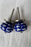 Blue Pottery Handcrafted Lotus Blue Door Knobs (Set Of 2)