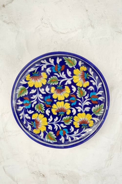Blue Pottery Handcrafted Wall Hanging Plate Blue