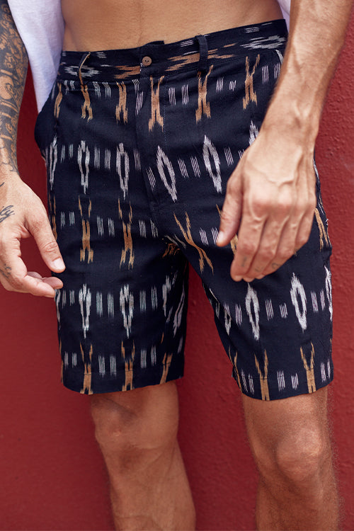 Okhai 'Truth' Pure Cotton Ikat Shorts (Inseam 8")