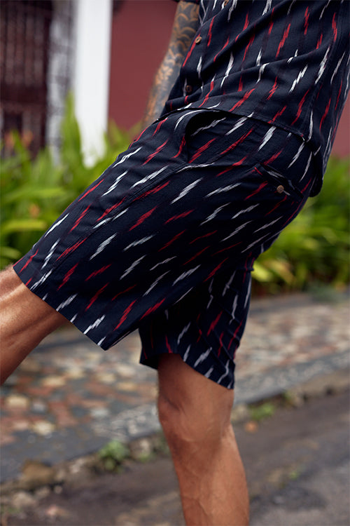 Okhai 'Belief' Pure Cotton Ikat Shorts (Inseam 8")