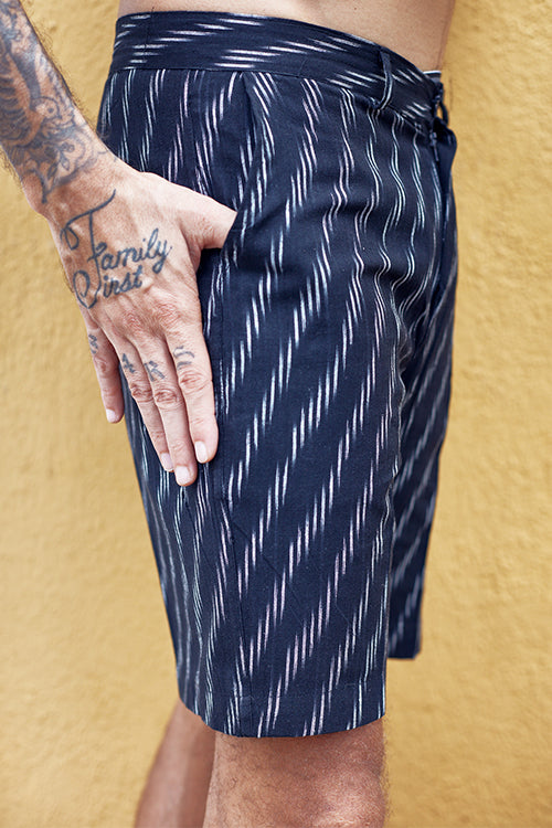 Okhai 'Assurance' Pure Cotton Ikat Shorts (Inseam 8")