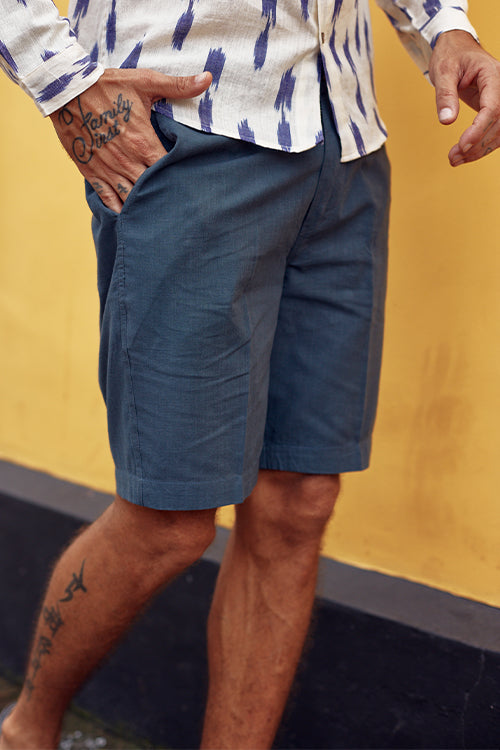 Okhai 'Authentic' Pure Cotton Blue Shorts (Inseam 8")