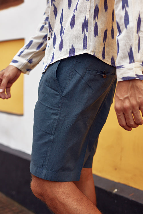 Okhai 'Authentic' Pure Cotton Blue Shorts (Inseam 8")