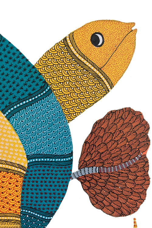 Froggmag' Folk Painting Gond - 2 Fish