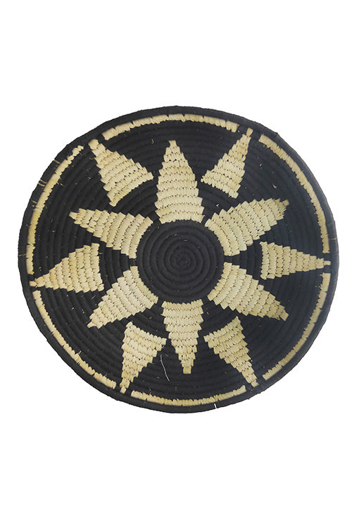 Whe 16' Natural and Black Multi Flowered Handmade Wall Decor of Sabai Grass