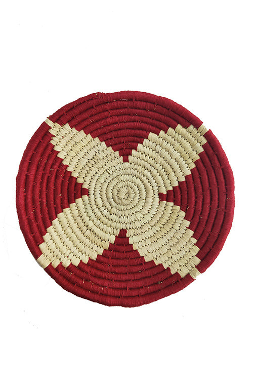 Whe 10' Natural and Maroon Handmade Wall Decor of Sabai Grass