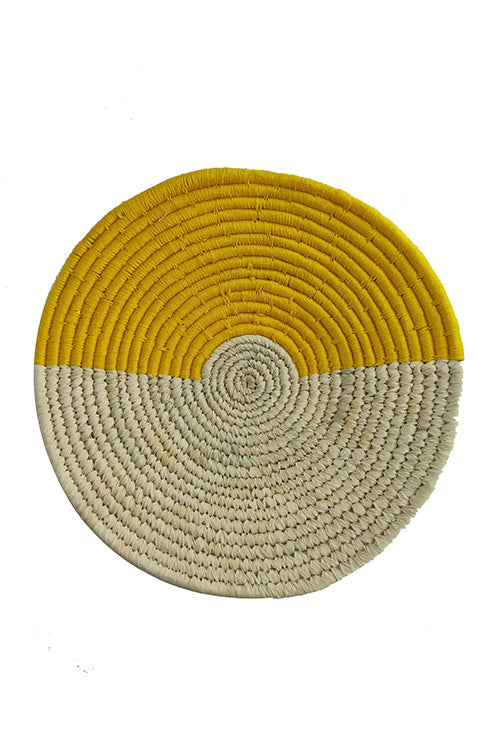 Whe 10' Natural and Yellow Handmade Wall Decor of Sabai Grass