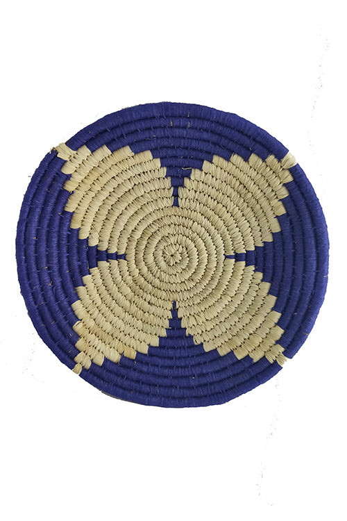 Whe 10' Natural and Blue Handmade Wall Decor of Sabai Grass