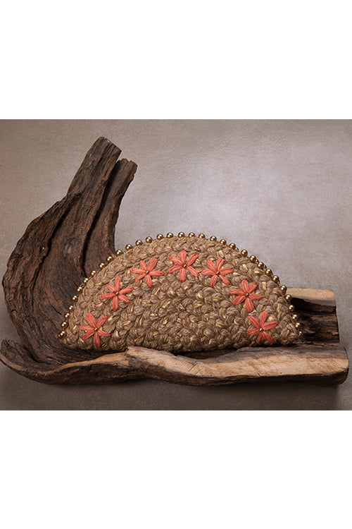 Dhaaga Canadian Lily Gold Half Moon Clutch