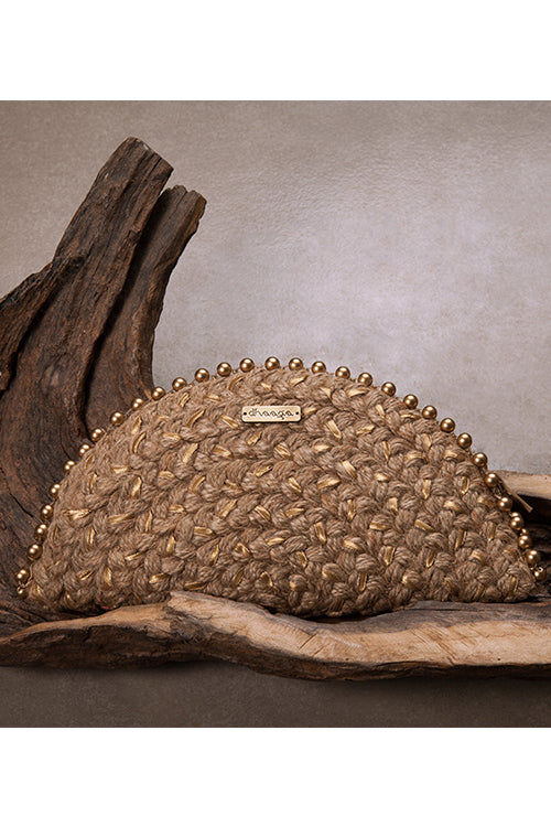 Dhaaga Canadian Lily Gold Half Moon Clutch