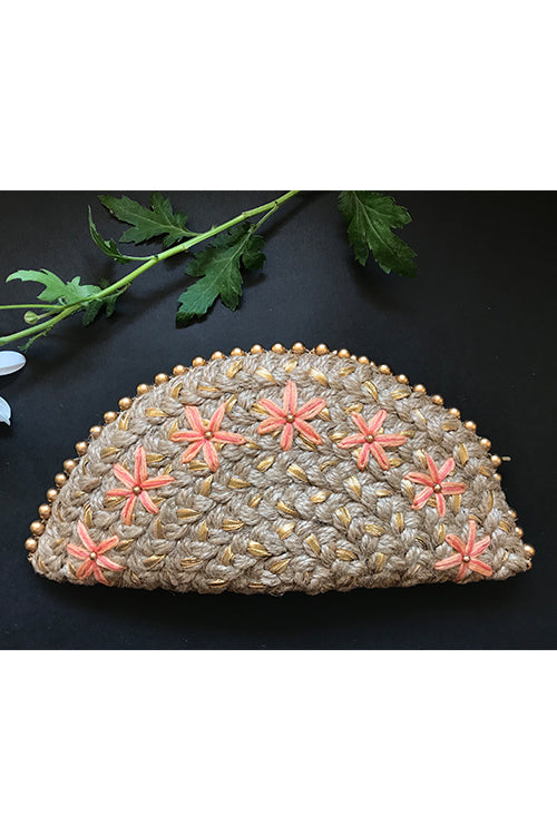 Dhaaga Canadian Lily Gold Half Moon Clutch