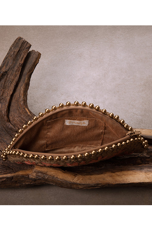 Dhaaga Canadian Lily Gold Half Moon Clutch