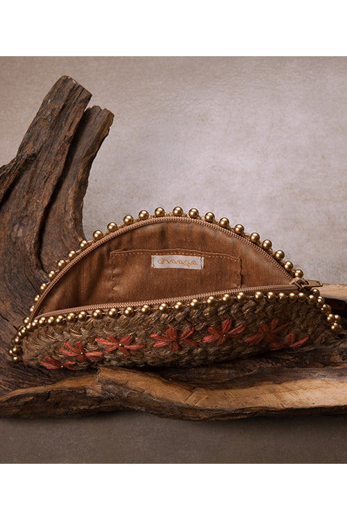 Dhaaga Canadian Lily Gold Half Moon Clutch