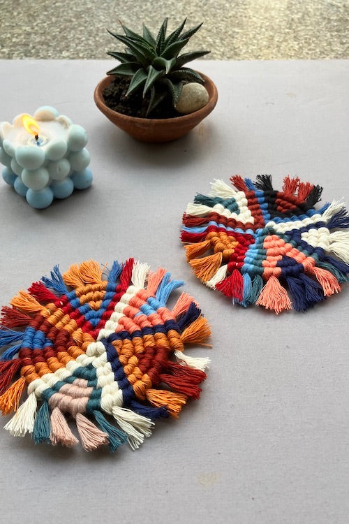 House Of Macrame 'Aztec' Handcrafted Coasters (Set Of 2)
