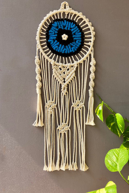 House Of Macrame 'Evil Eye' Half Ring Handcrafted Dream-Catcher