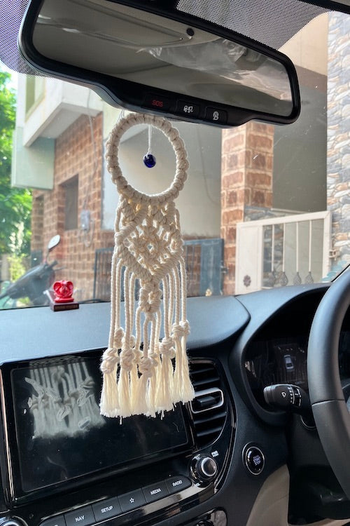 House Of Macrame Tiny "Evil Eye" Dreamcatcher / Car Charm