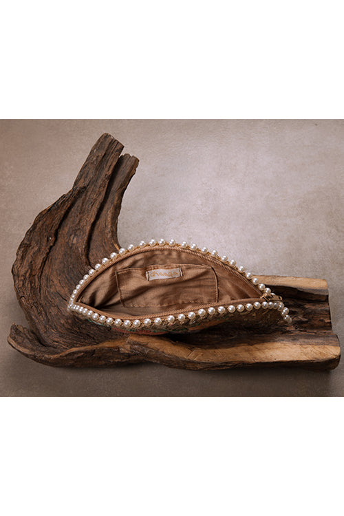 Dhaaga Pastel Bouquet In Silver Half Moon Clutch Bag