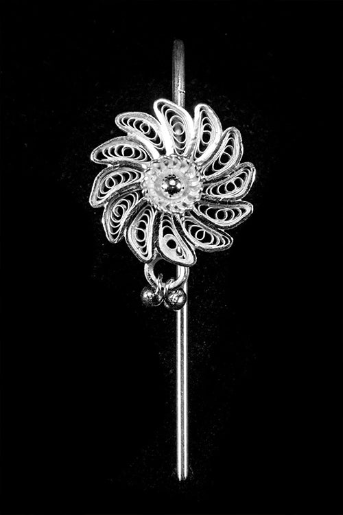 Silver Linings "Chakri" Silver Filigree Handmade Juda Pin