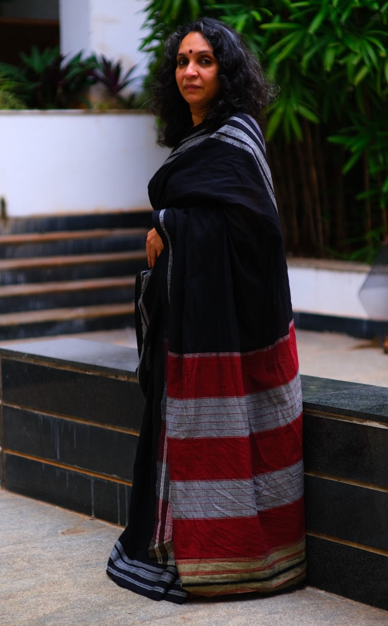 Red Border With Pink Body Hubli Cotton Ready To Wear Saree Online