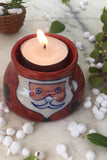 Ram Gopal Blue Pottery Handcrafted " Christmass T-Candles" Santa Candle Stand  (Set Of 2)-38