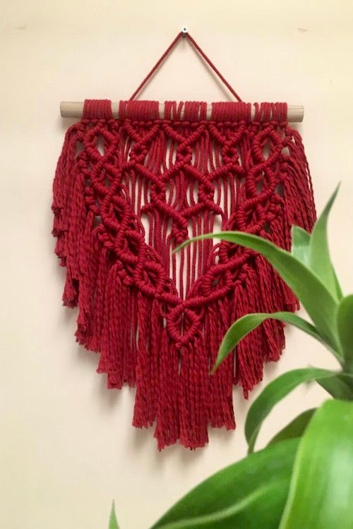 Red Wine Spring Handcrafted Small Macrame Wall Hanging Online