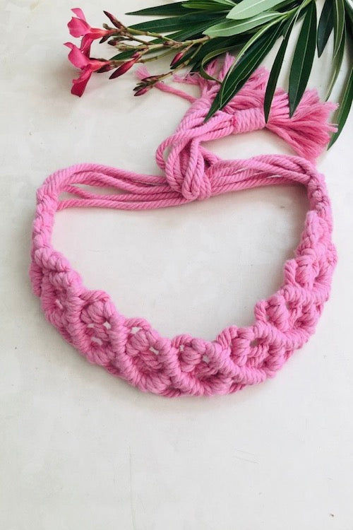 House of Macrame Macrame Headband-Pink