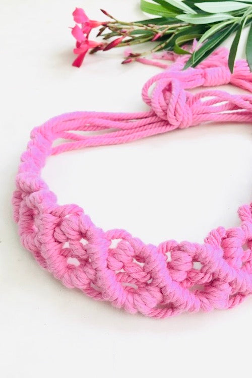 House of Macrame Macrame Headband-Pink