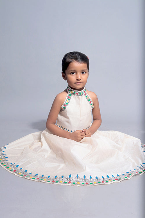 Diorama Designs "Serene" Handpainted Kids Crop Top & Lehenga Set