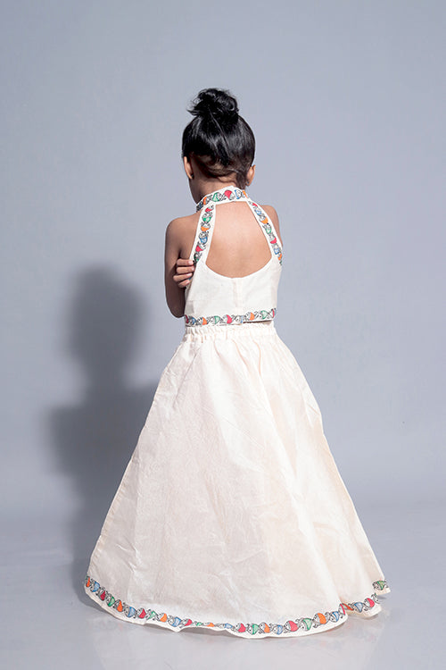 Diorama Designs "Marine" Handpainted Kids Crop Top & Lehenga Set