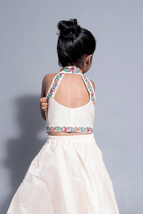 Diorama Designs "Marine" Handpainted Kids Crop Top & Lehenga Set