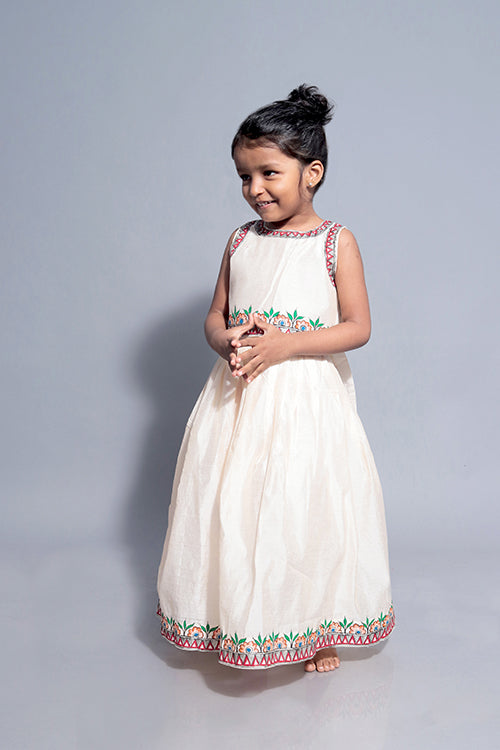 Diorama Designs "Floral" Handpainted Kids Crop Top & Lehenga Set