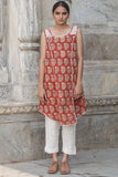  Sadhna Biri Maroon Cotton Sleeveless Kurta For Women Online