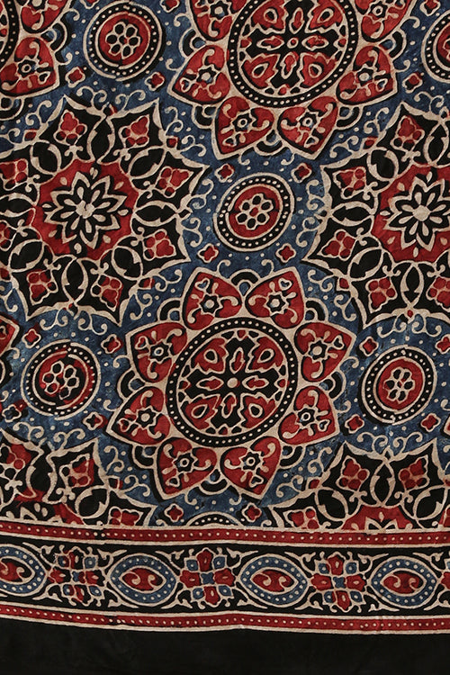 Jahangir Khatri - Black Ajrakh Modal Saree
