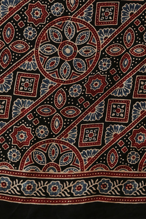 Jahangir Khatri - Black Ajrakh Modal Saree