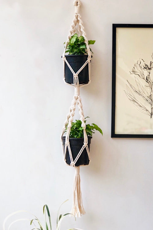 2 tier macrame plant hanger pattern HoM Handcrafted Macrame two-tier Plant Hanger (Variant 2) – Okhaistore
