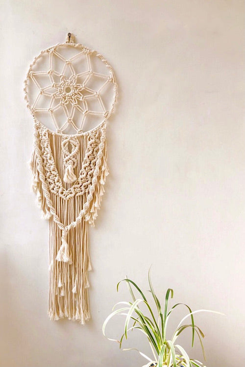 HoM Handcrafted Macrame 'Star Gaze' Dream-catcher Wall Hanging
