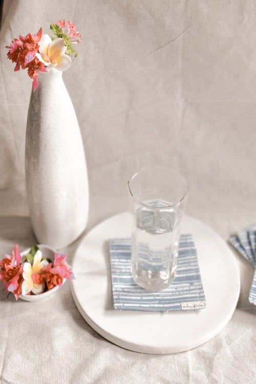 Ekatra Cotton Cloth Coasters - Set Of 6 Blue Stripes