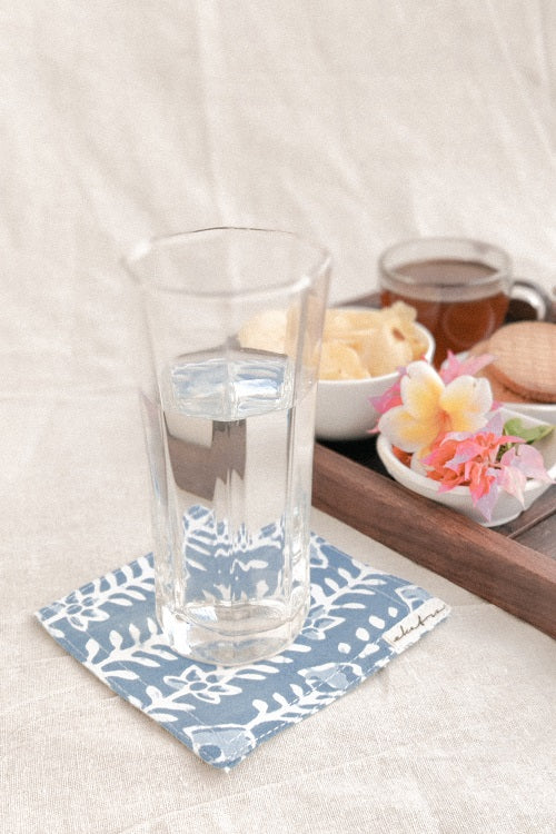 Ekatra Cotton Cloth Coasters - Set Of 6 Blue Stripes